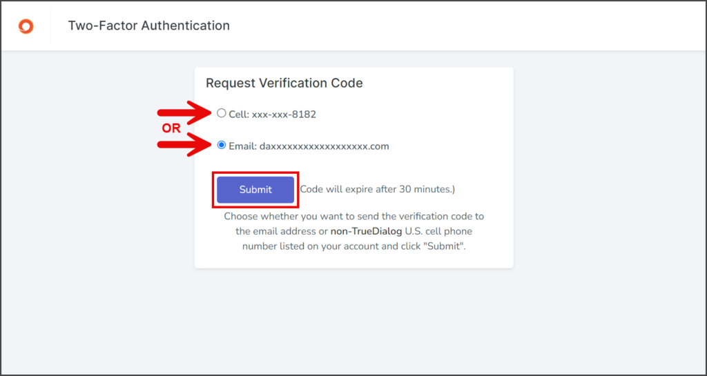 Two-Factor Authentication Step 1