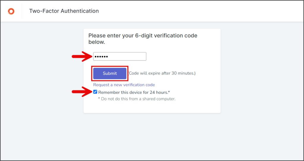 Two-Factor Authentication Step 2