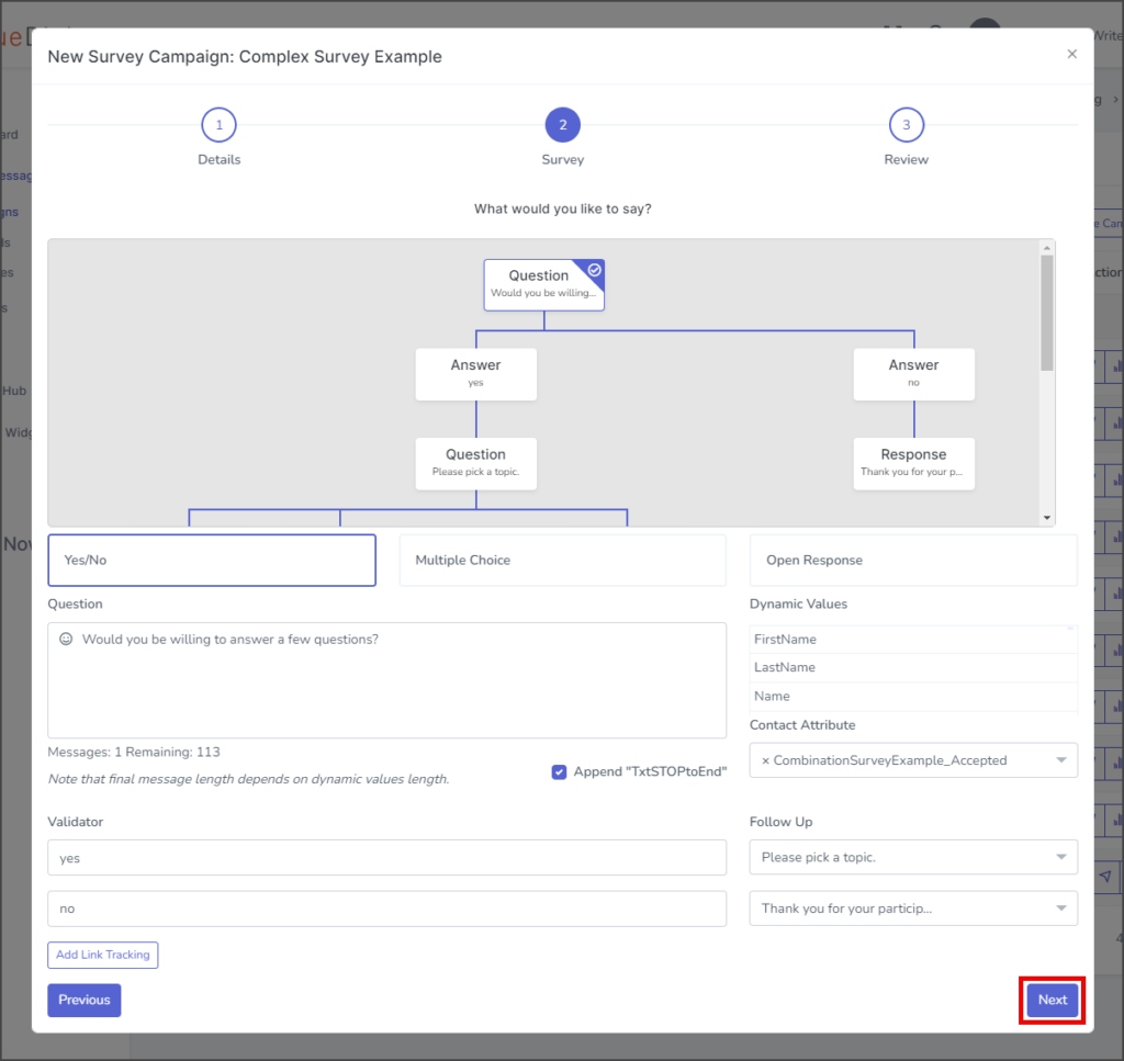 Survey - Click Next