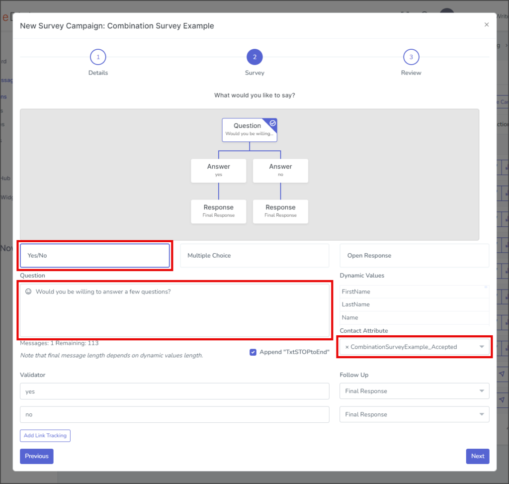 Survey Question 1 - Create Question