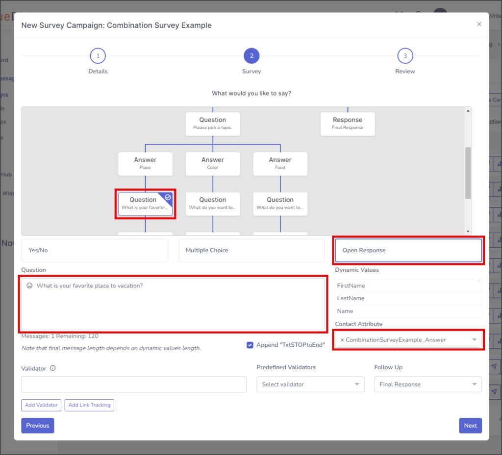 Survey Question 3 - Create Question