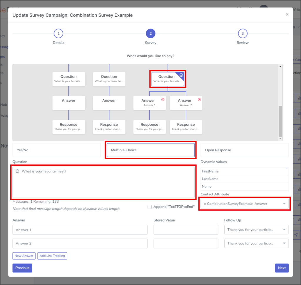 Survey Question 5 - Create Question