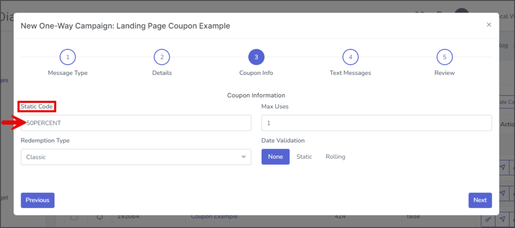 Landing Page Coupon - Static Code