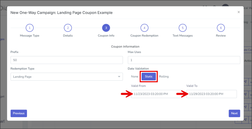 Landing Page Coupon - Static Date Validation