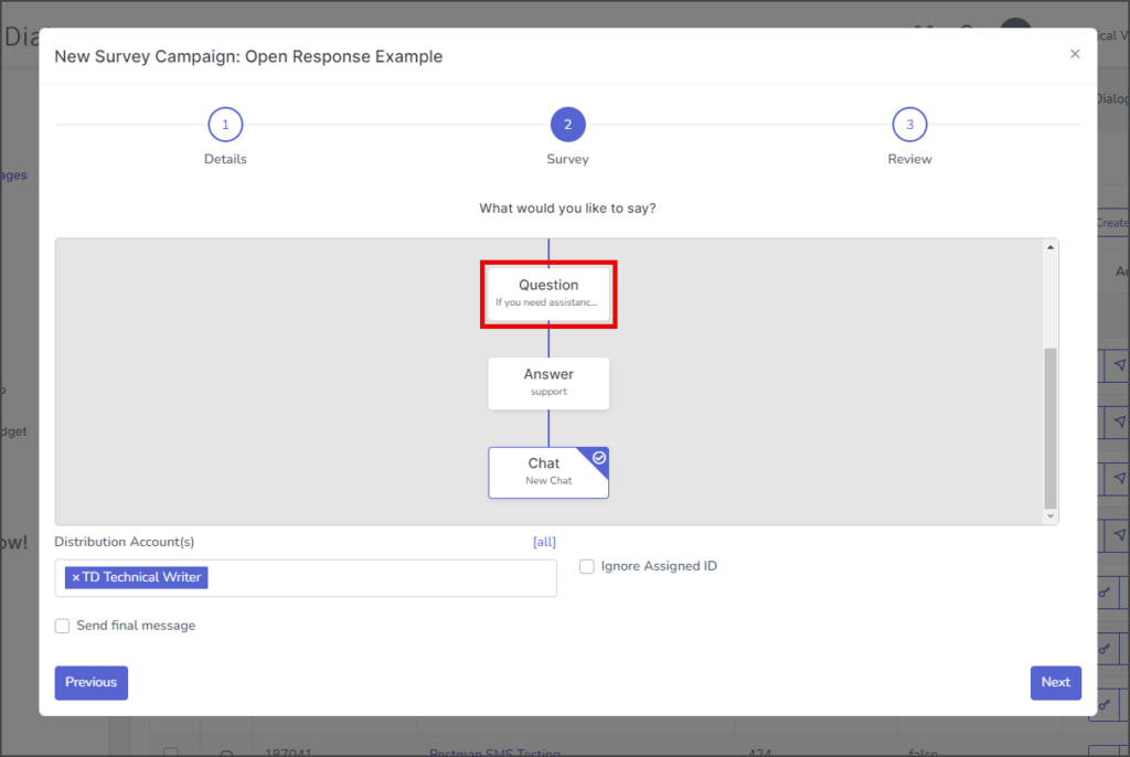 Survey - Return to the Question Building Section