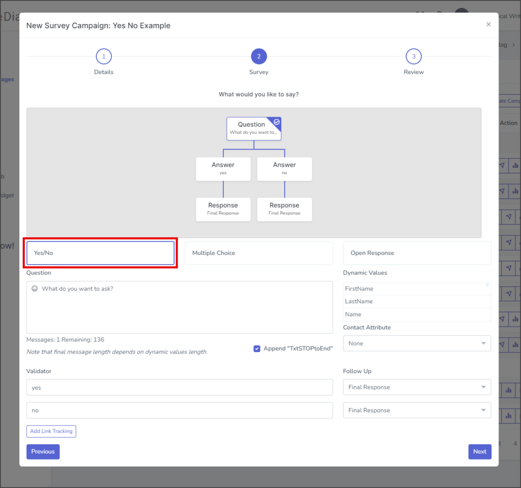 Survey - Select Yes/No Type