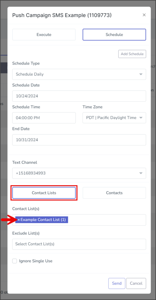 Select Contact Lists