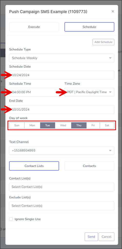 Set Weekly Recurring Schedule