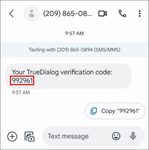 Received Verification Code