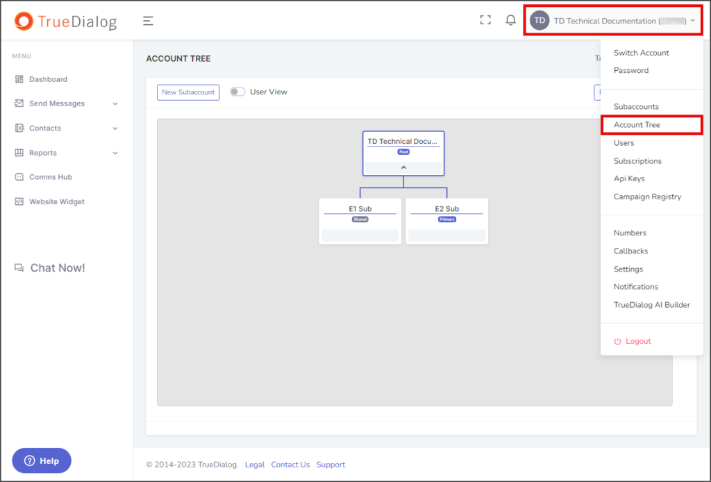 Navigate to Account Tree Page