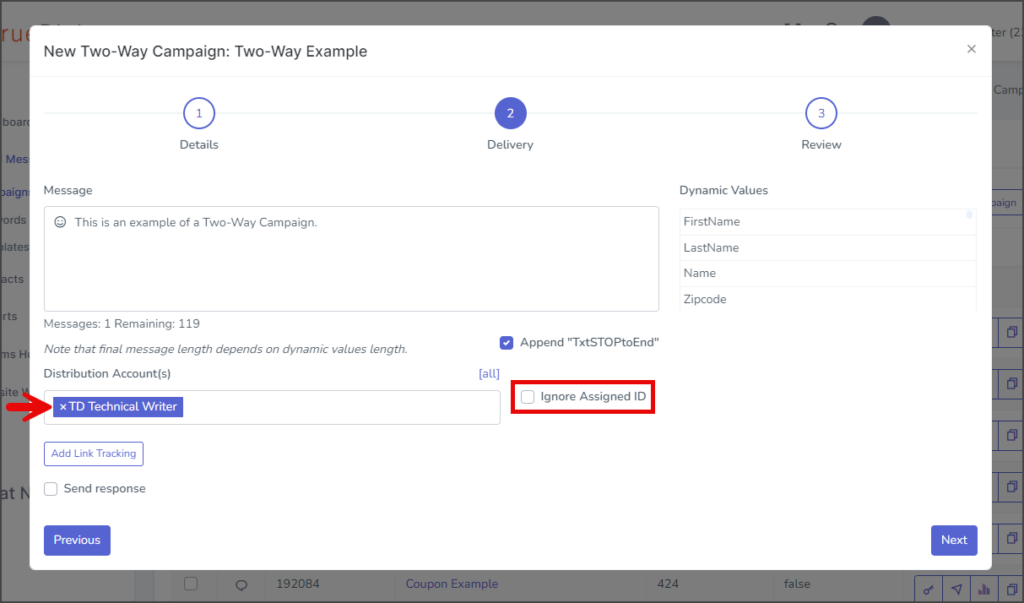 Enter Distribution Accounts