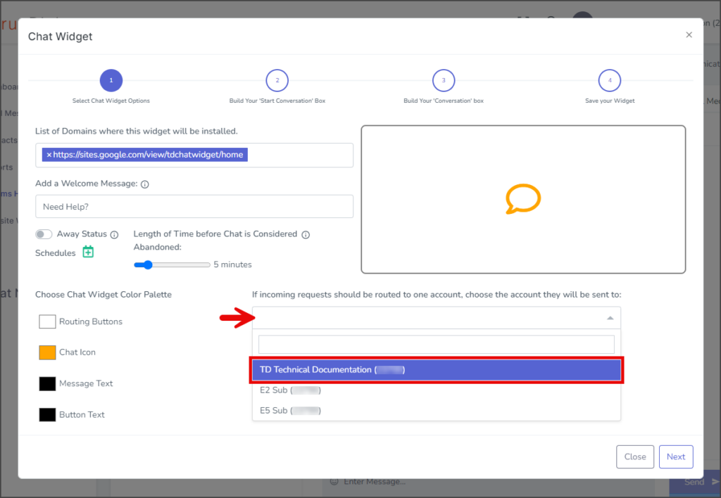 Select Routing Account