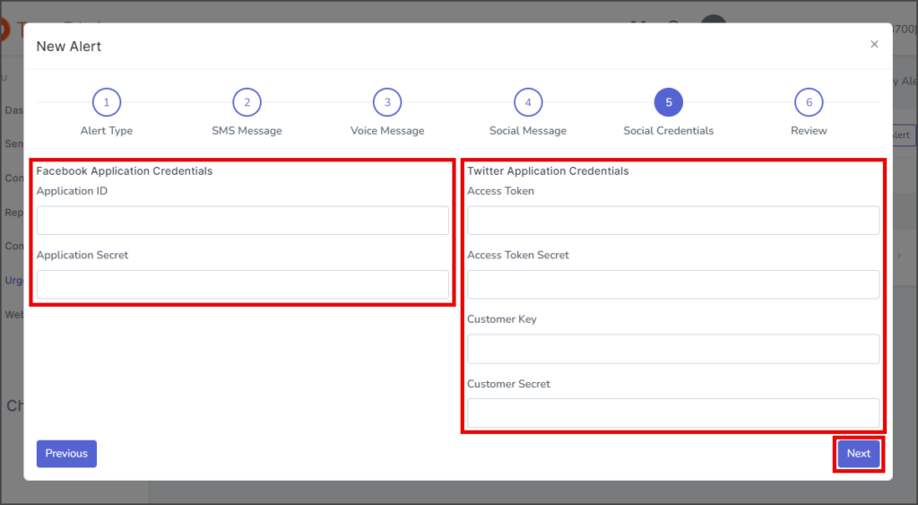 Enter Social Media Credentials