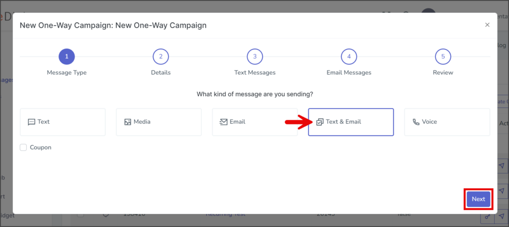 Select Text & Email Campaign