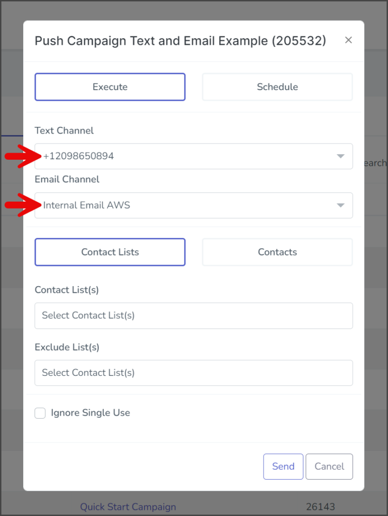 Select Text and Email Channels