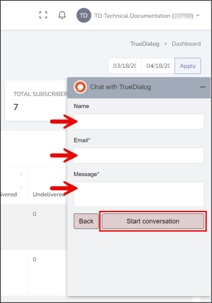 Start Chat Conversation