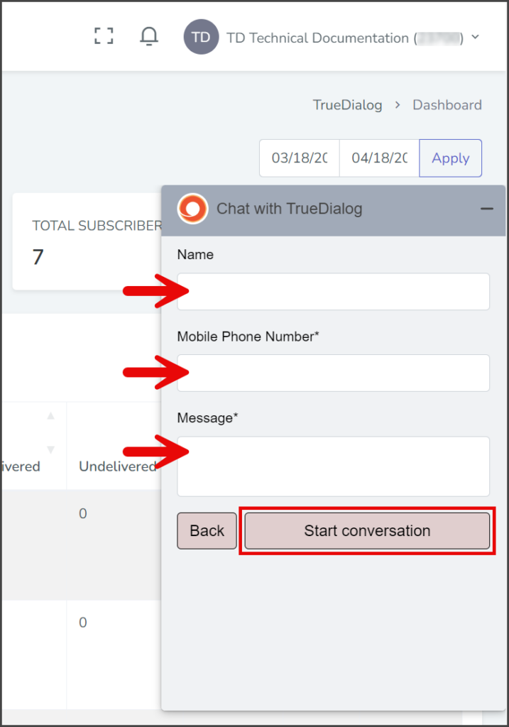 Start Text Conversation