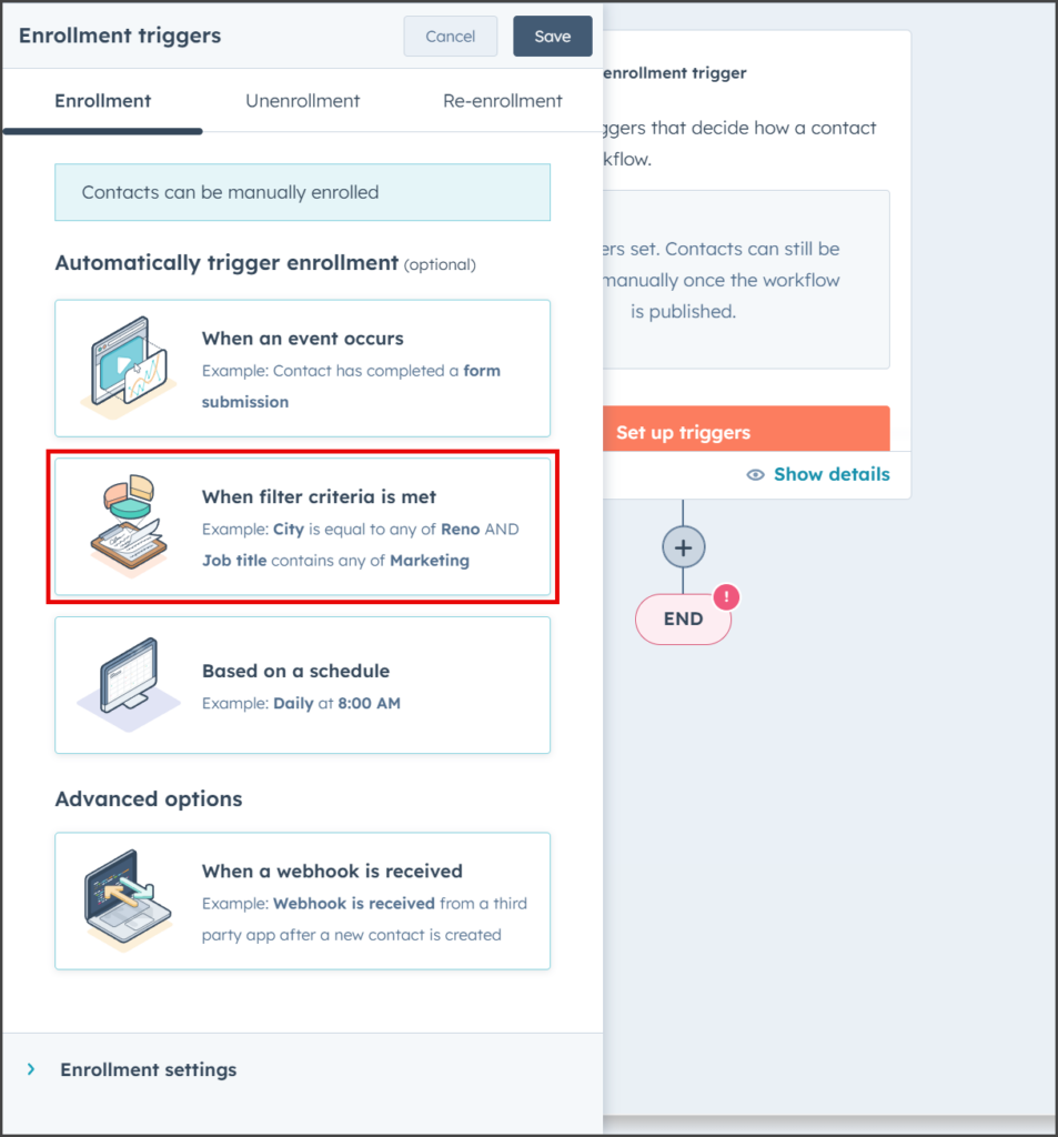 Click When filter criteria is met