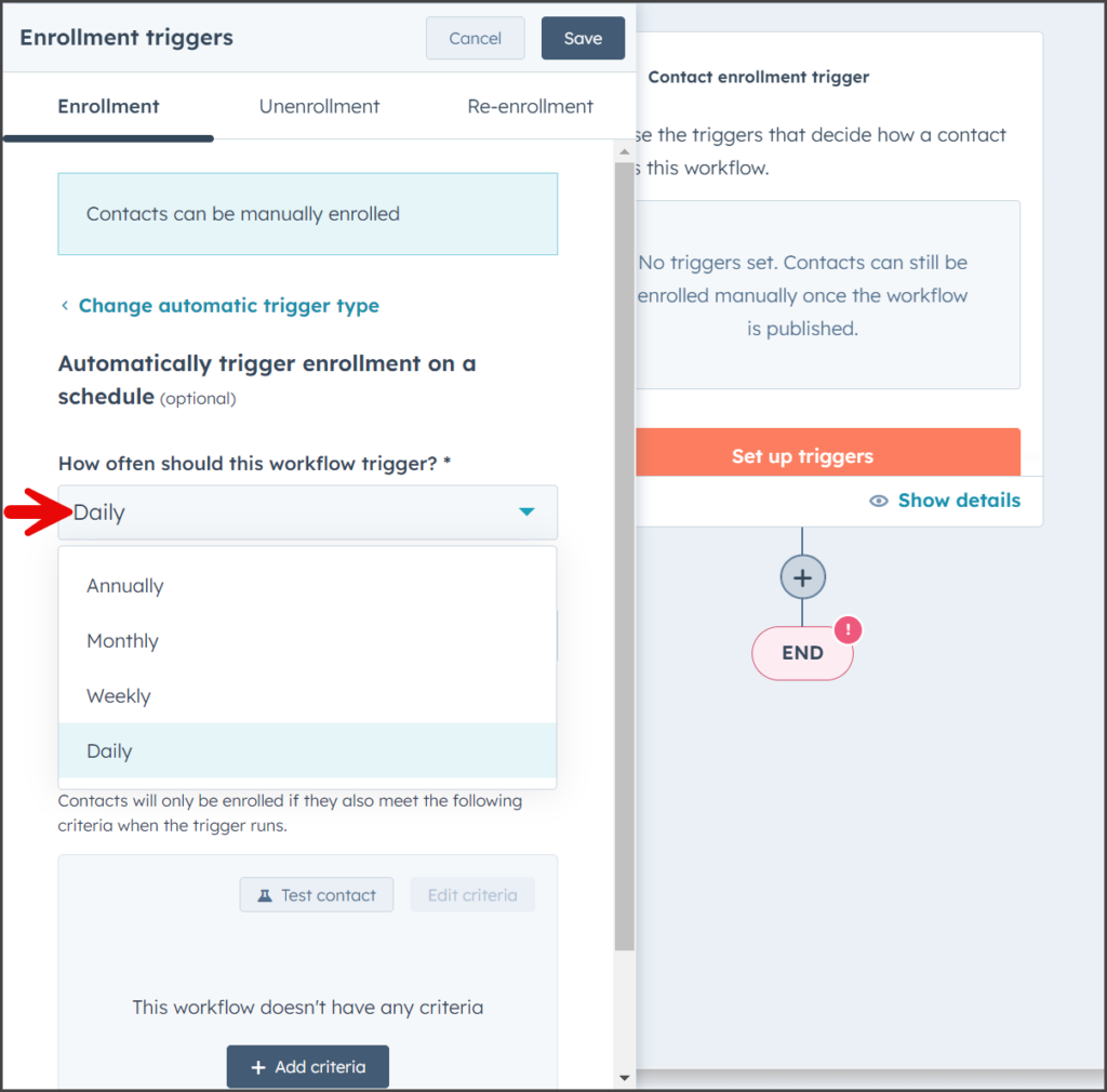 Select How often should this workflow trigger