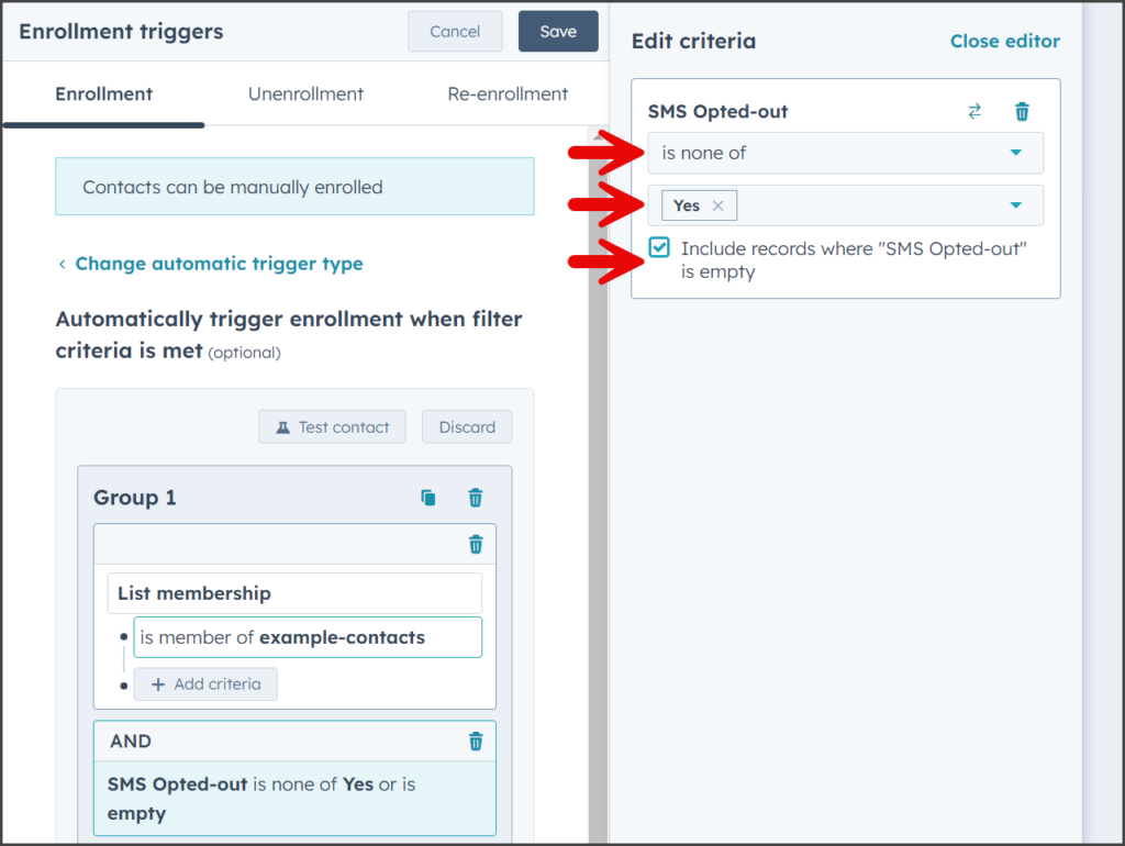 Set SMS Opted-out criteria