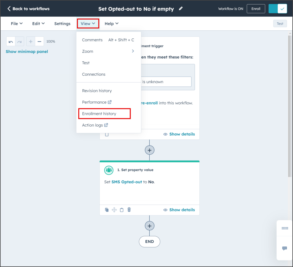 Click Enrollment history