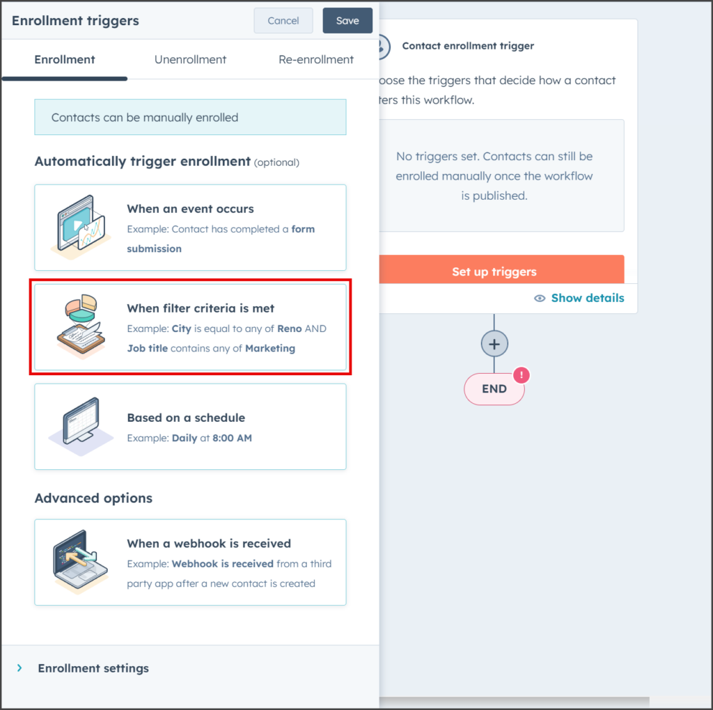 Click When filter criteria is met