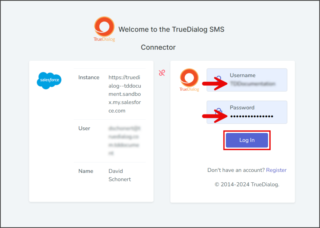 Enter Username and Password