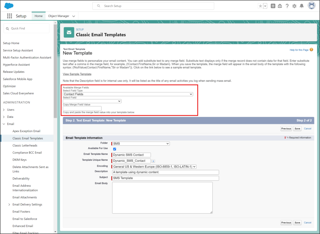 Available Merge Fields