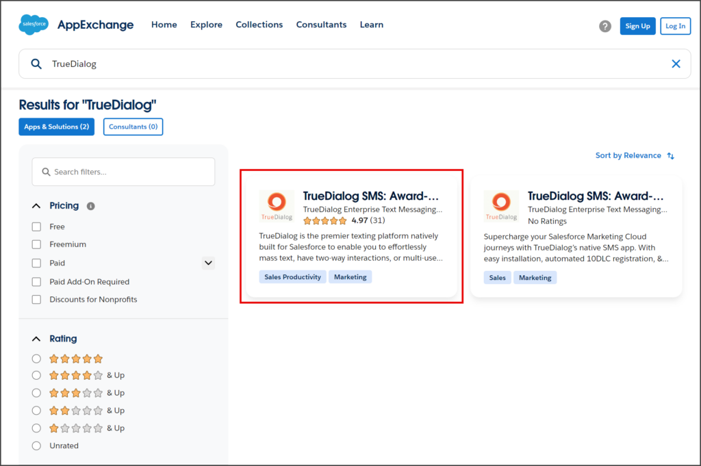 Click TrueDialog App