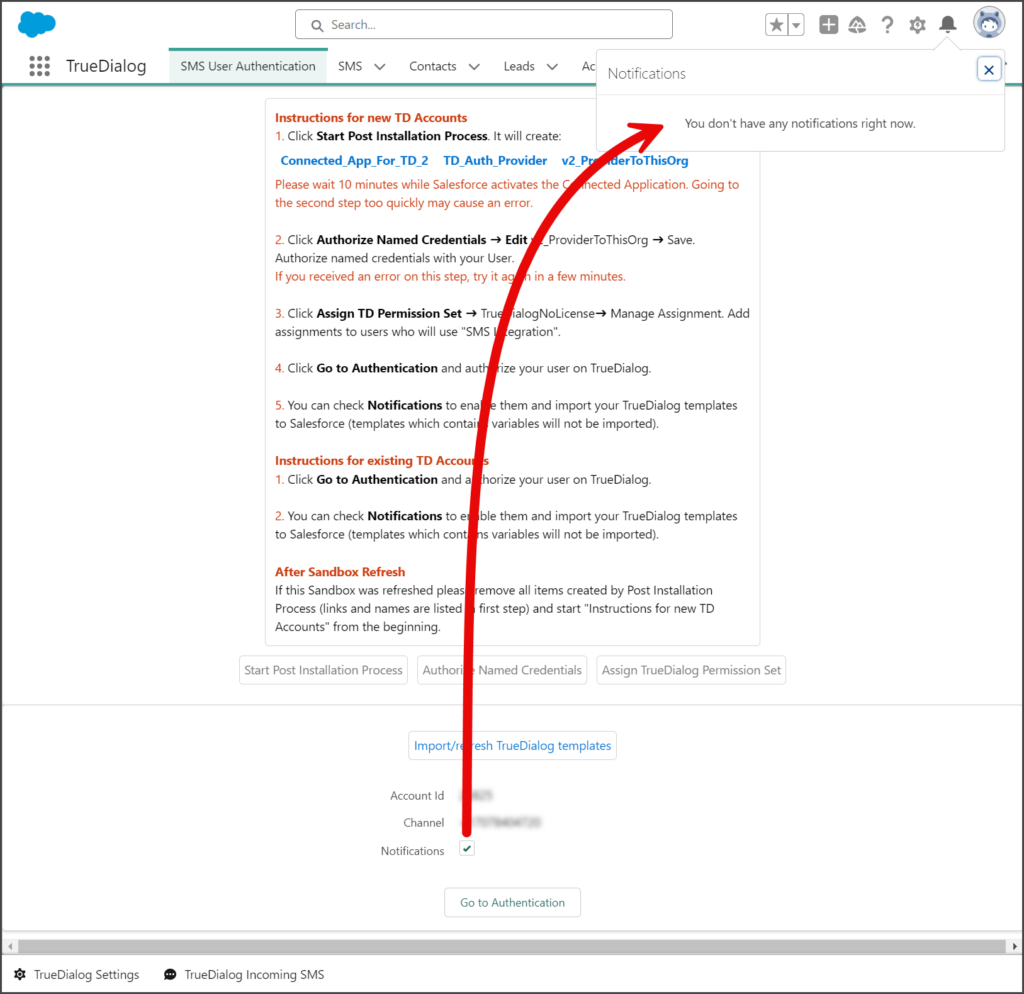 Click Notifications Checkbox