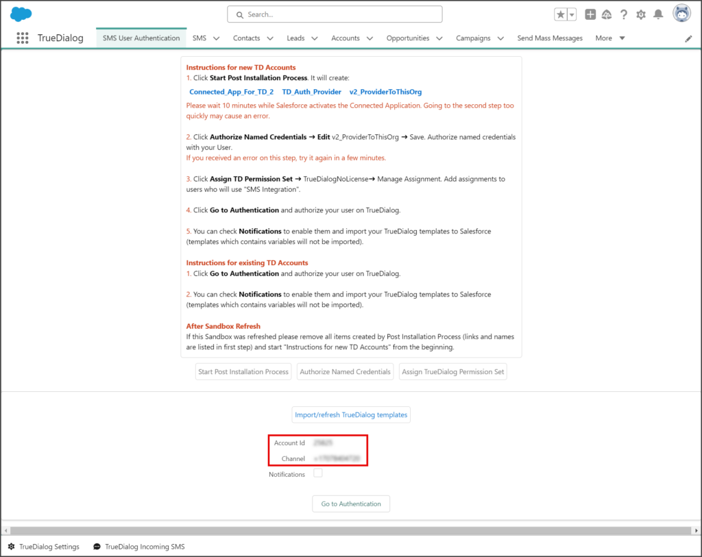 Verify Account Id and Channel
