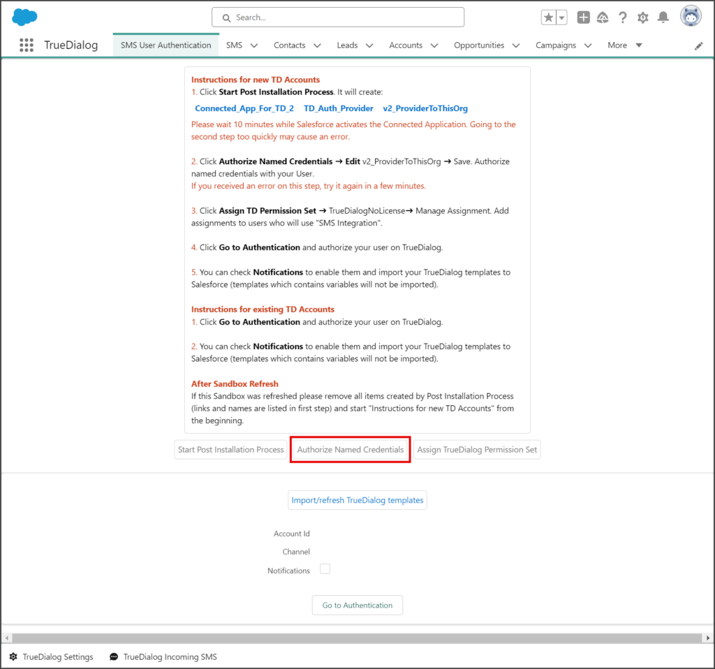Click Authorize Named Credentials