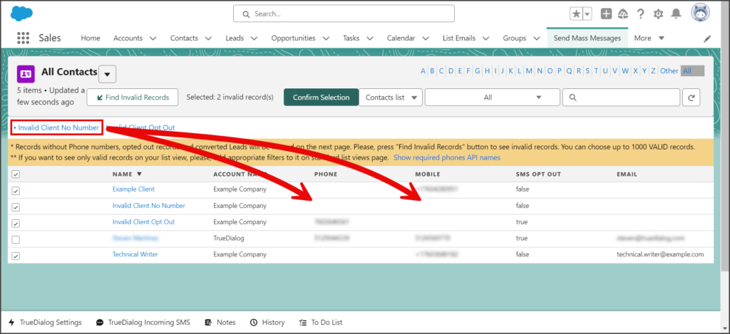 Invalid Record Example