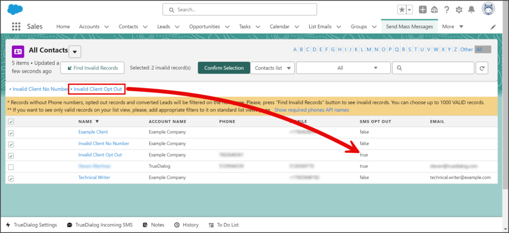 Invalid Record Example