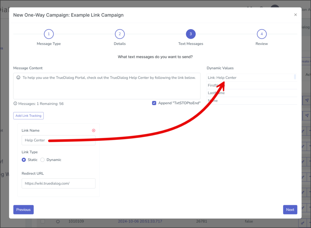 Dynamic Value for Link Created