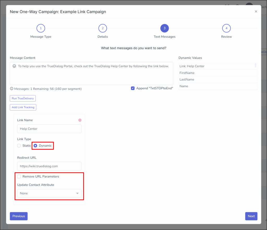 Dynamic Link Options