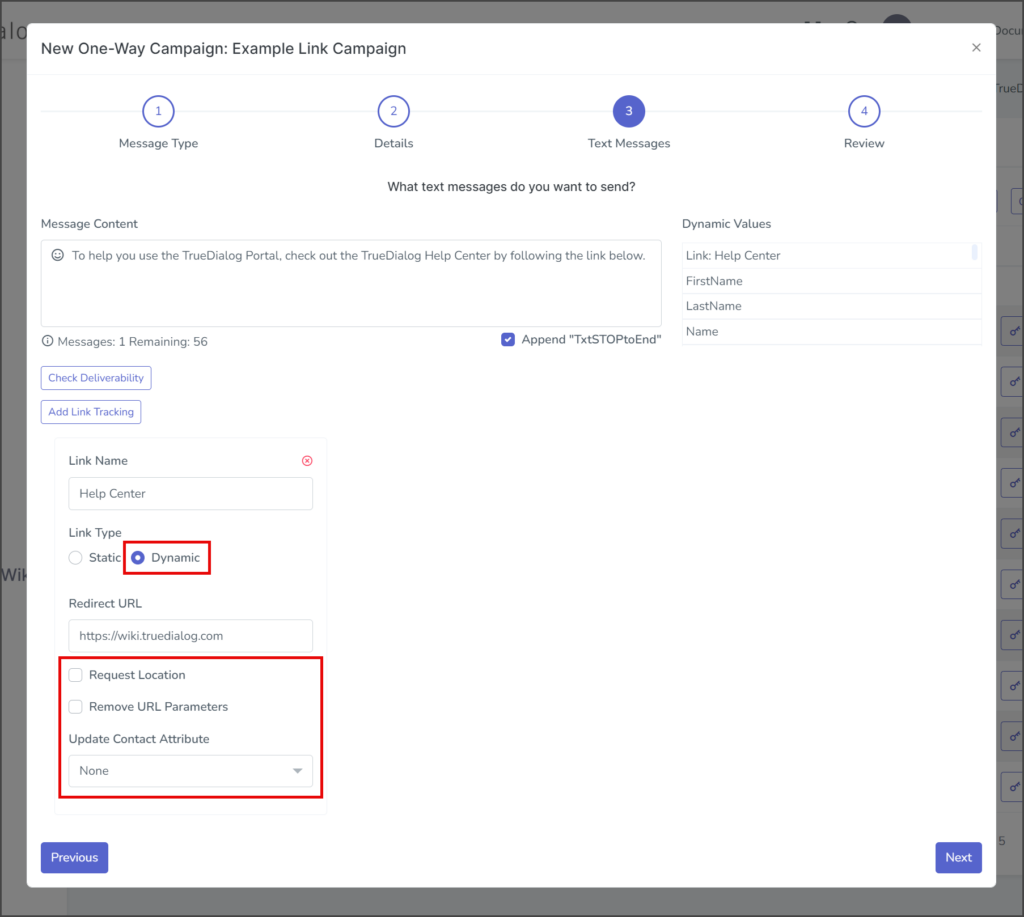 Dynamic Link Options