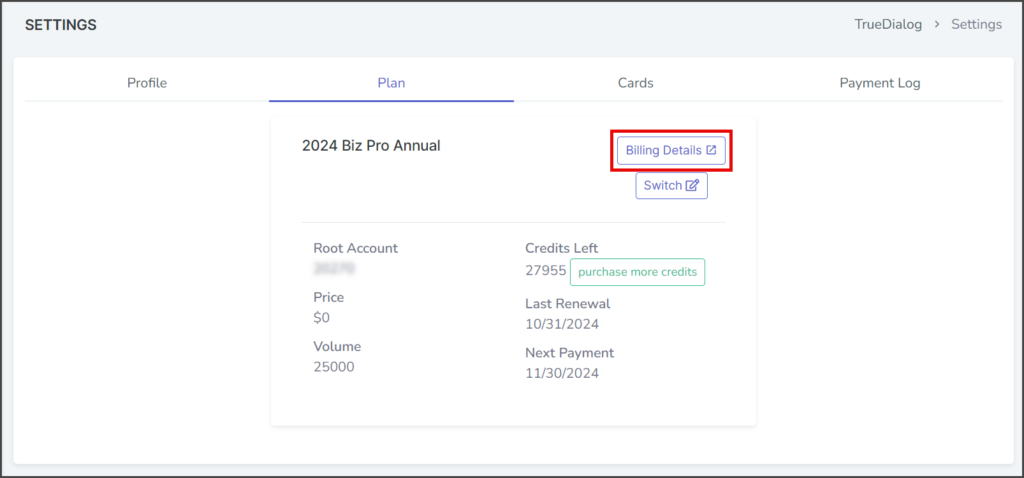 Click Billing Details