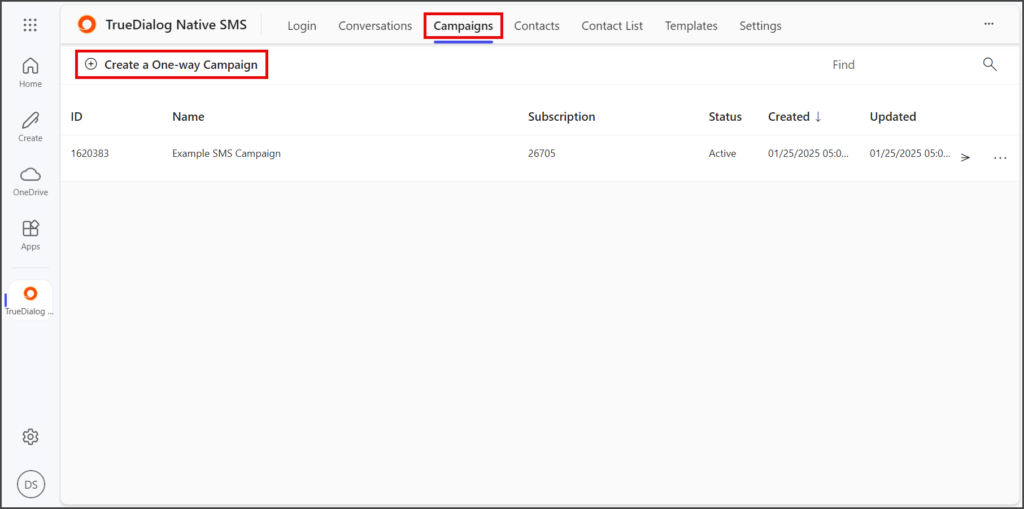 Select Campaigns Tab
