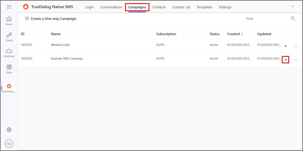 Select Campaigns Tab