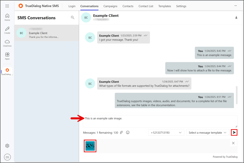 Enter Message and Click Send