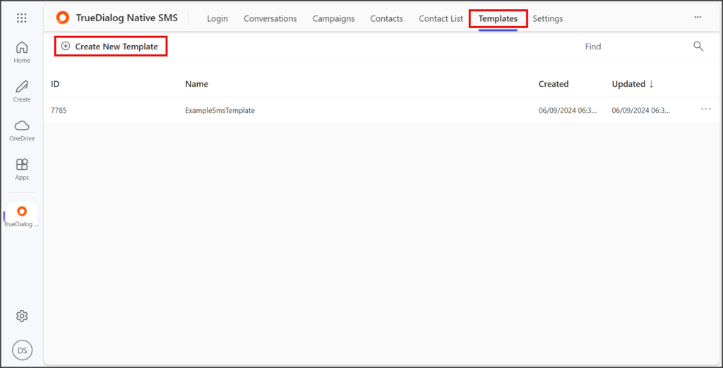 Select Templates Tab