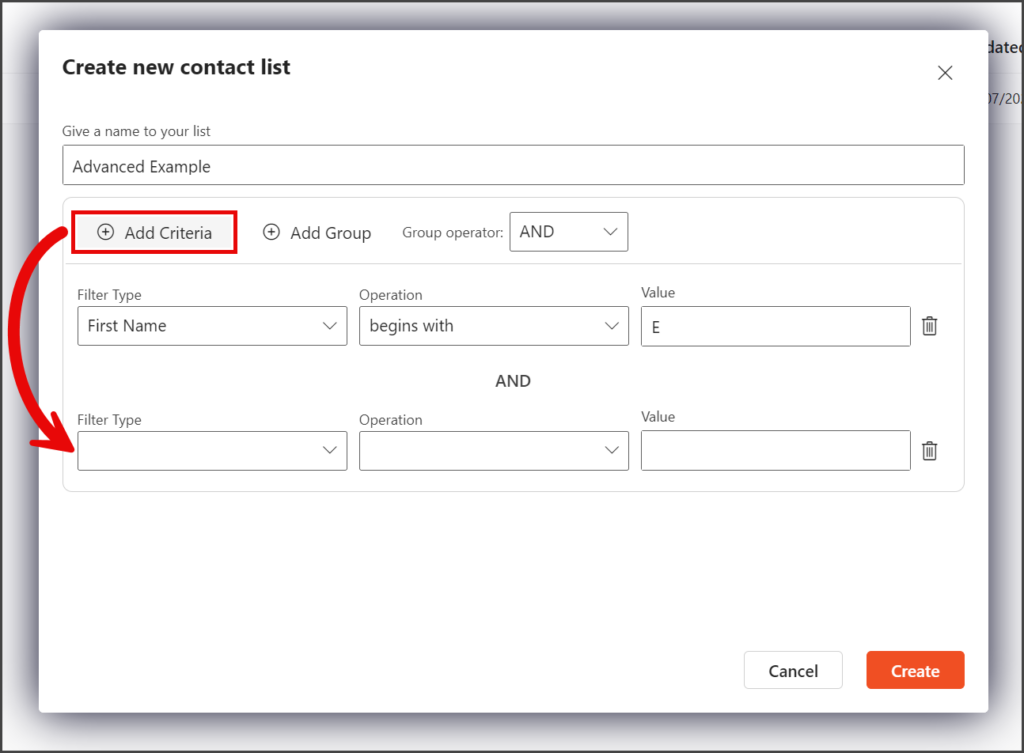 Click Add Criteria