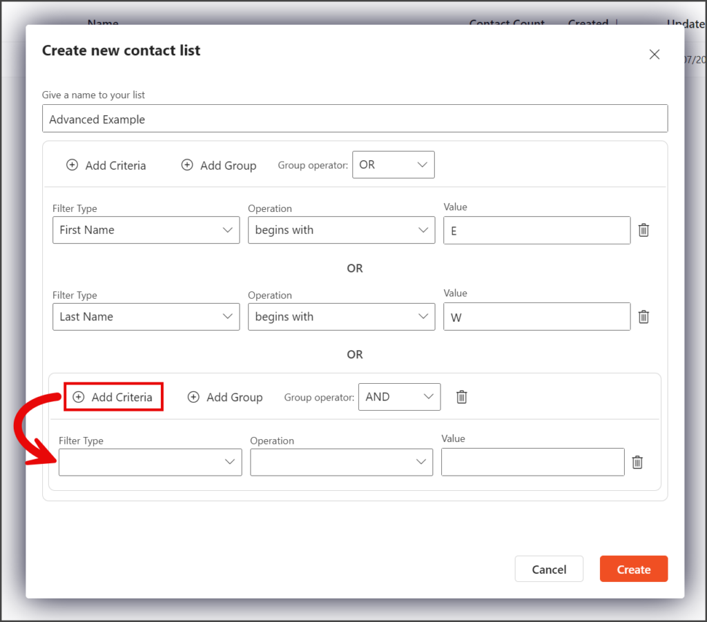 Click Add Criteria