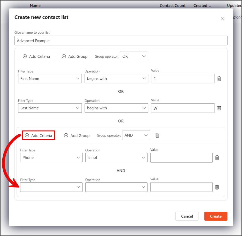 Click Add Criteria
