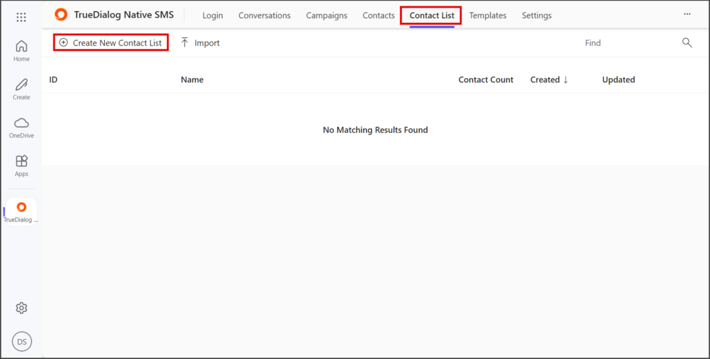 Click Create New Contact List