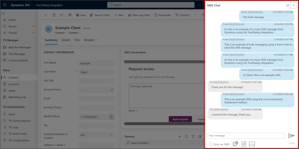 SMS Chat Window