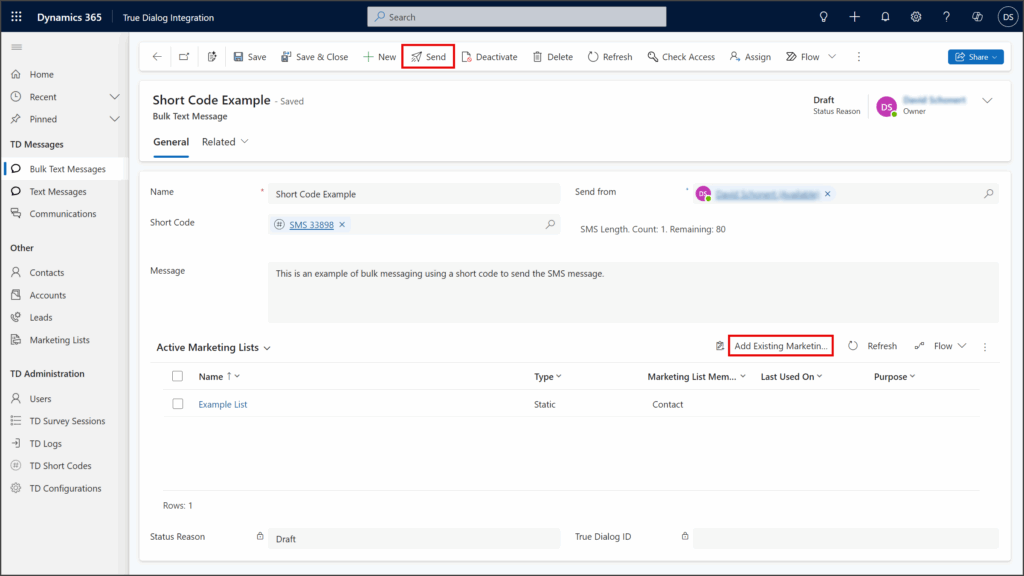 Click Add Existing Marketing