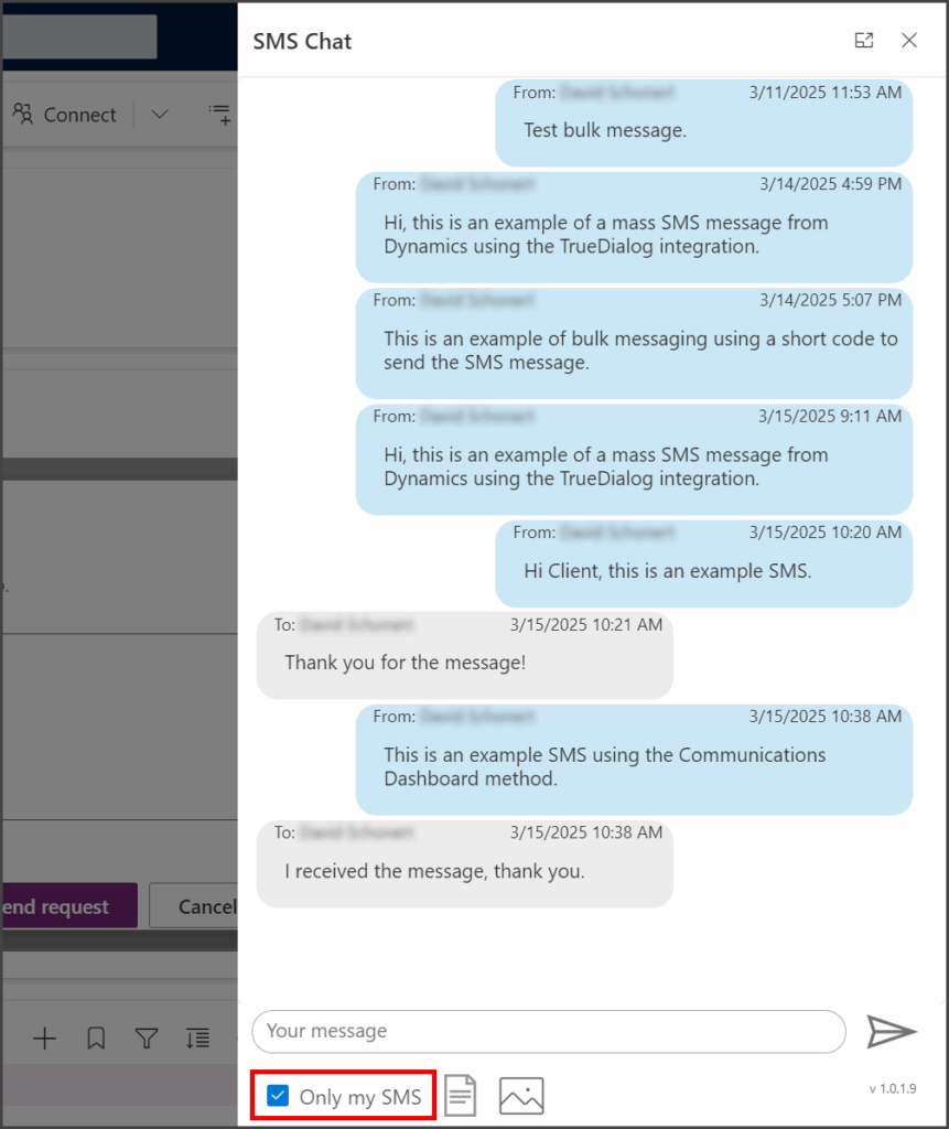 Check Only My SMS Checkbox