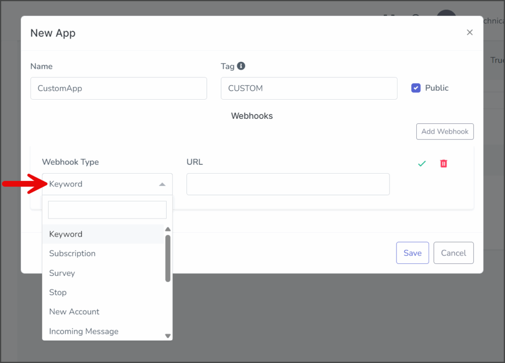 Select Webhook Type